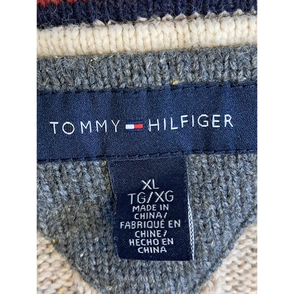 Tommy Hilfiger Long Sleeve Tan Wool Sweater Long Cable Preppy Grandpa XL Men - Picture 11 of 11